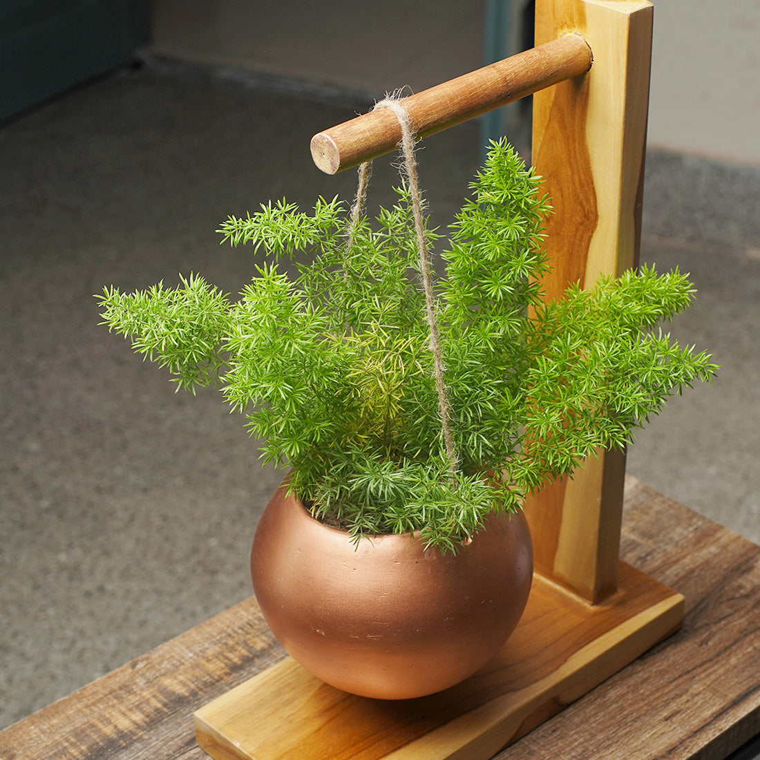 Modern Wooden Decorative Planter Stand Flower Pot Rack Shelf with Hanging Pot for Outdoor Indoor Home Office Garden Balcony Porch Patio Terrace Corner Display