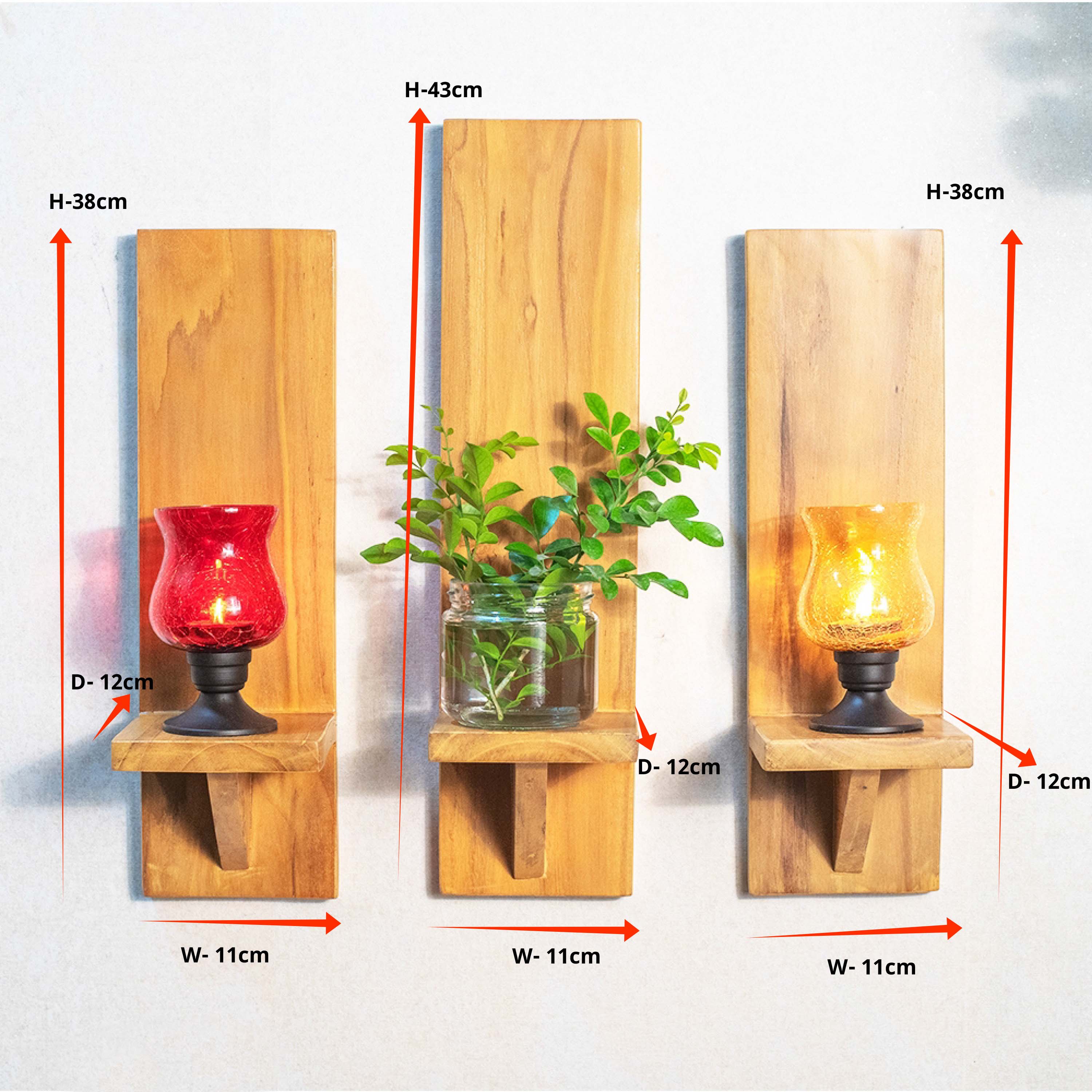 Wall Shelf | Wall Mount | Wall Rack | Wall Bracket | Wall Cabinet for Home Decor, Home Decoration, Living Room, Kitchen, Bedroom, Storage, Pooja Room, Office Home Décor Items - Pack of 3