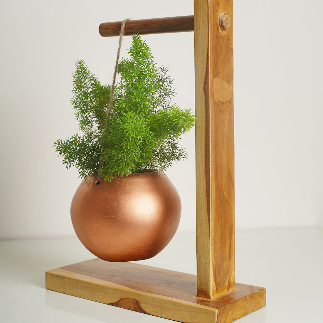 Modern Wooden Decorative Planter Stand Flower Pot Rack Shelf with Hanging Pot for Outdoor Indoor Home Office Garden Balcony Porch Patio Terrace Corner Display