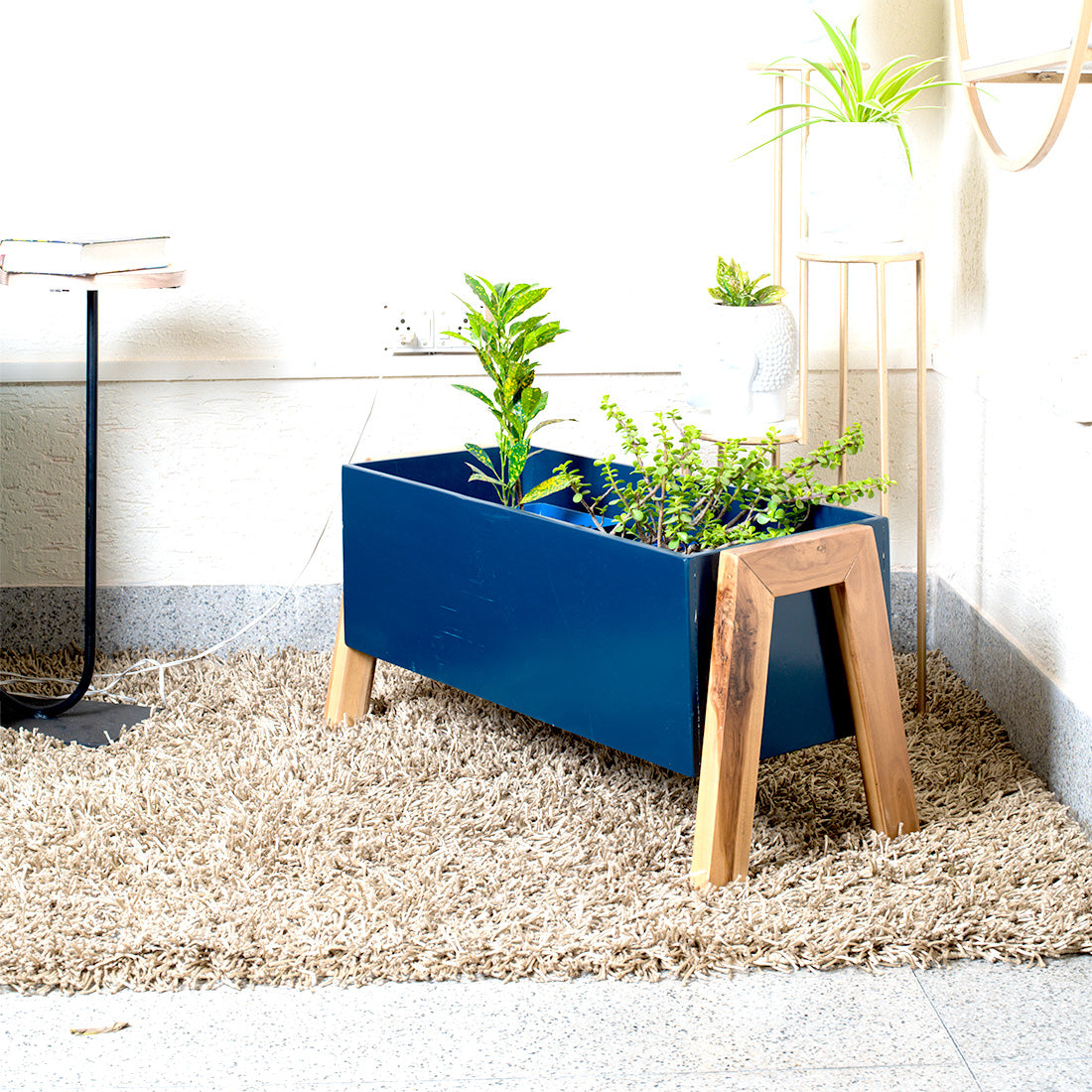 WPC Wood Garden Flower Planter Succulent Pot Rectangle Heavy Duty Highly Durable Plant Container Gamla for Indoor Home Décor & Outdoor Balcony Garden