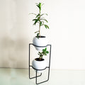 Table Top Metal Stand with Planter for Flowers & Indoor Plants | Small Metal Pots for Livingroom, Balcony & Home Decoration