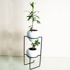 Table Top Metal Stand with Planter for Flowers & Indoor Plants | Small Metal Pots for Livingroom, Balcony & Home Decoration