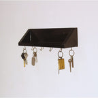 Unique Style Floating Wall Shelves, Decorative Wood Shelf for Living Room, Bedroom, Kitchen, Office, Easy to Assemble Modern Wooden Wall Mounted Shelves Key Holder (5 Hooks, Brown, Black, Red, White, Yellow)