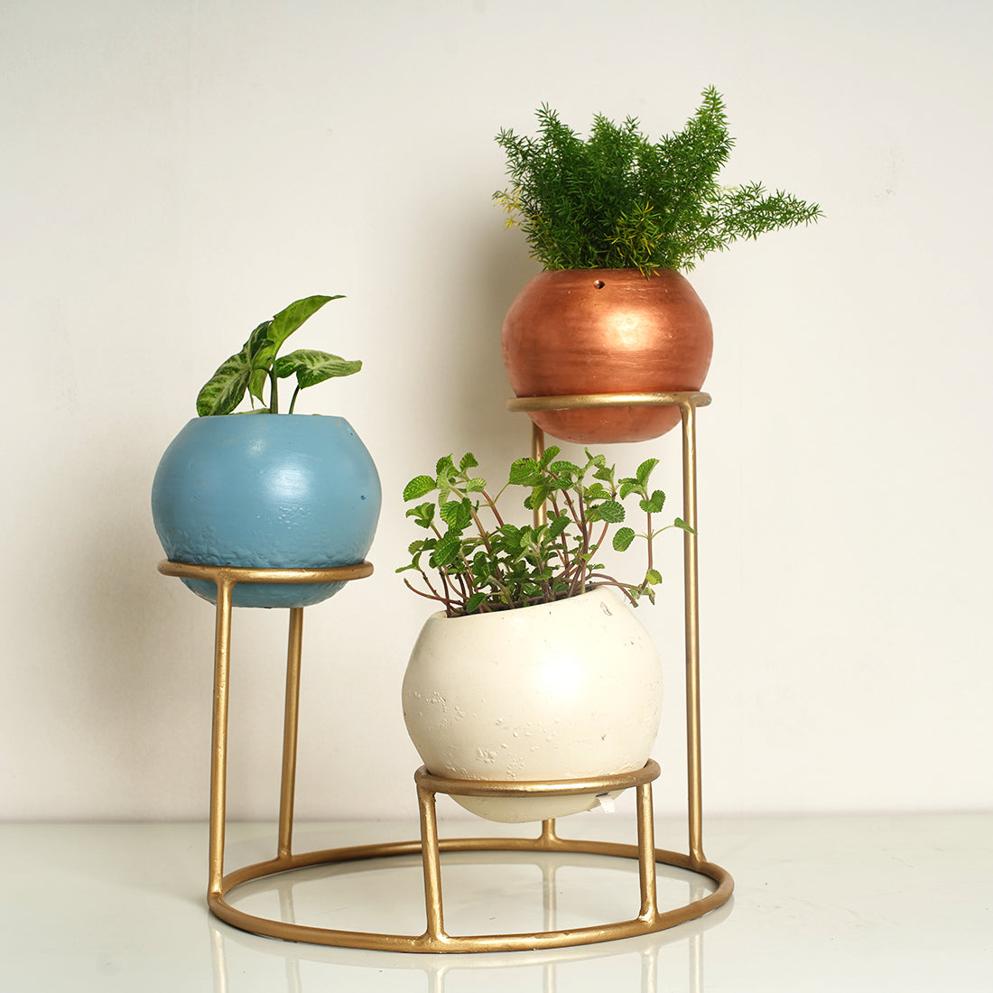 Tabletop 3 Tier Modern Style Planter Set, Indoor Outdoor Home Item for Garden Plants Flower, Balcony, Patio, Living Room, Garden, Bedroom Décor (Pack of 1)