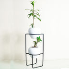 Table Top Metal Stand with Planter for Flowers & Indoor Plants | Small Metal Pots for Livingroom, Balcony & Home Decoration
