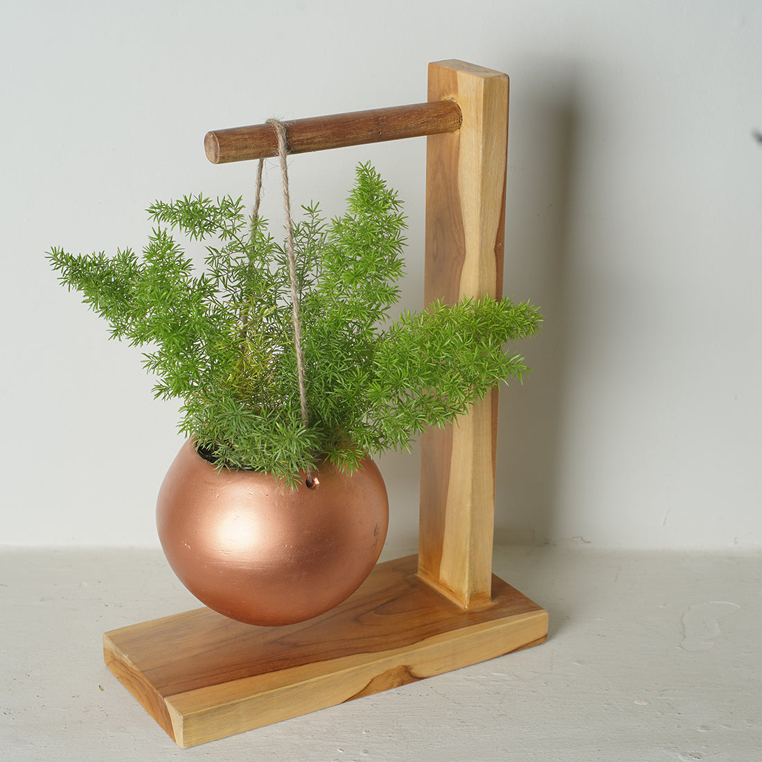 Modern Wooden Decorative Planter Stand Flower Pot Rack Shelf with Hanging Pot for Outdoor Indoor Home Office Garden Balcony Porch Patio Terrace Corner Display