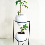 Table Top Metal Stand with Planter for Flowers & Indoor Plants | Small Metal Pots for Livingroom, Balcony & Home Decoration