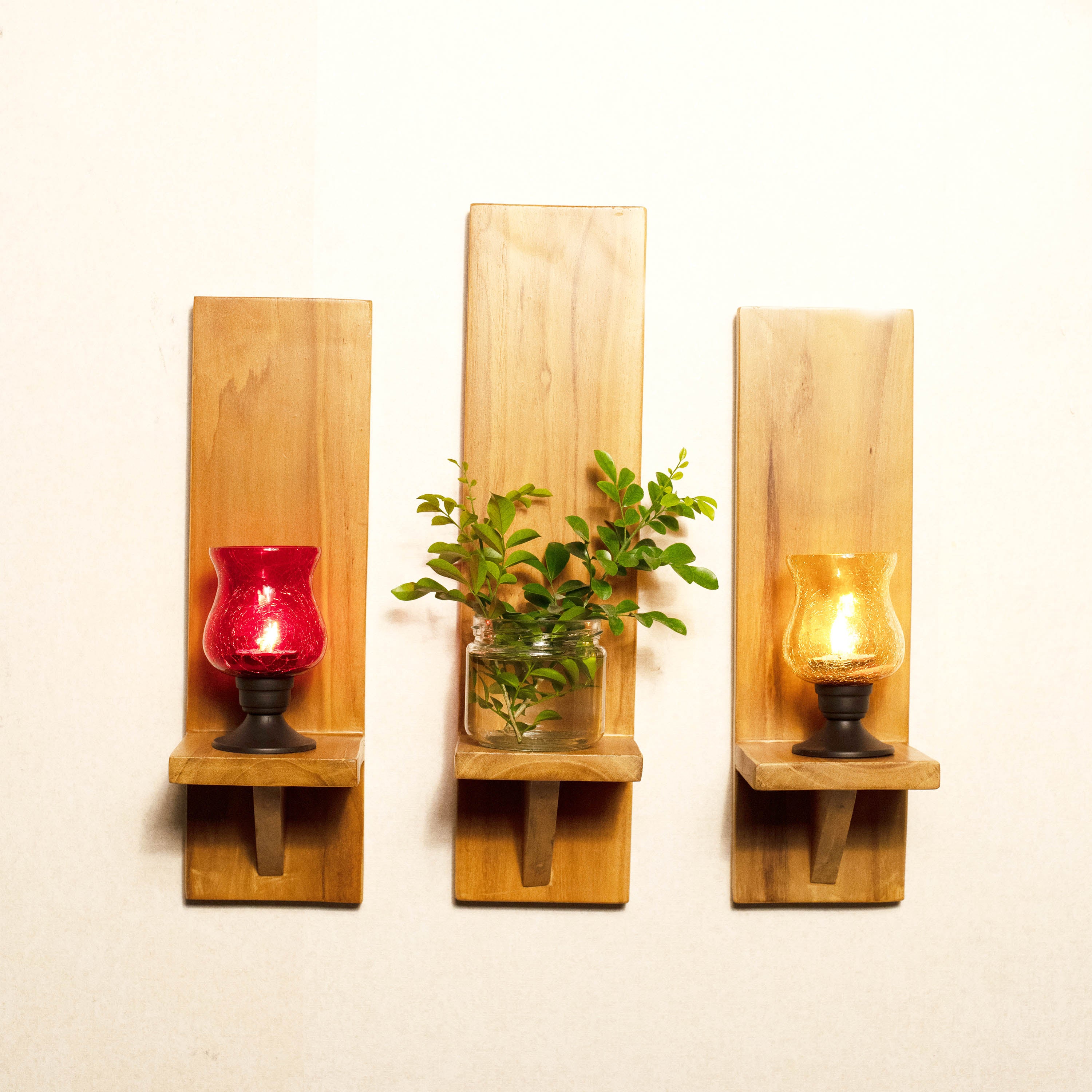 Wall Shelf | Wall Mount | Wall Rack | Wall Bracket | Wall Cabinet for Home Decor, Home Decoration, Living Room, Kitchen, Bedroom, Storage, Pooja Room, Office Home Décor Items - Pack of 3