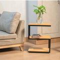 Wooden & Iron S Shape Bedside Tables
