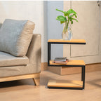 Wooden & Iron S Shape Bedside Tables