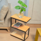 Wooden & Iron S Shape Bedside Tables