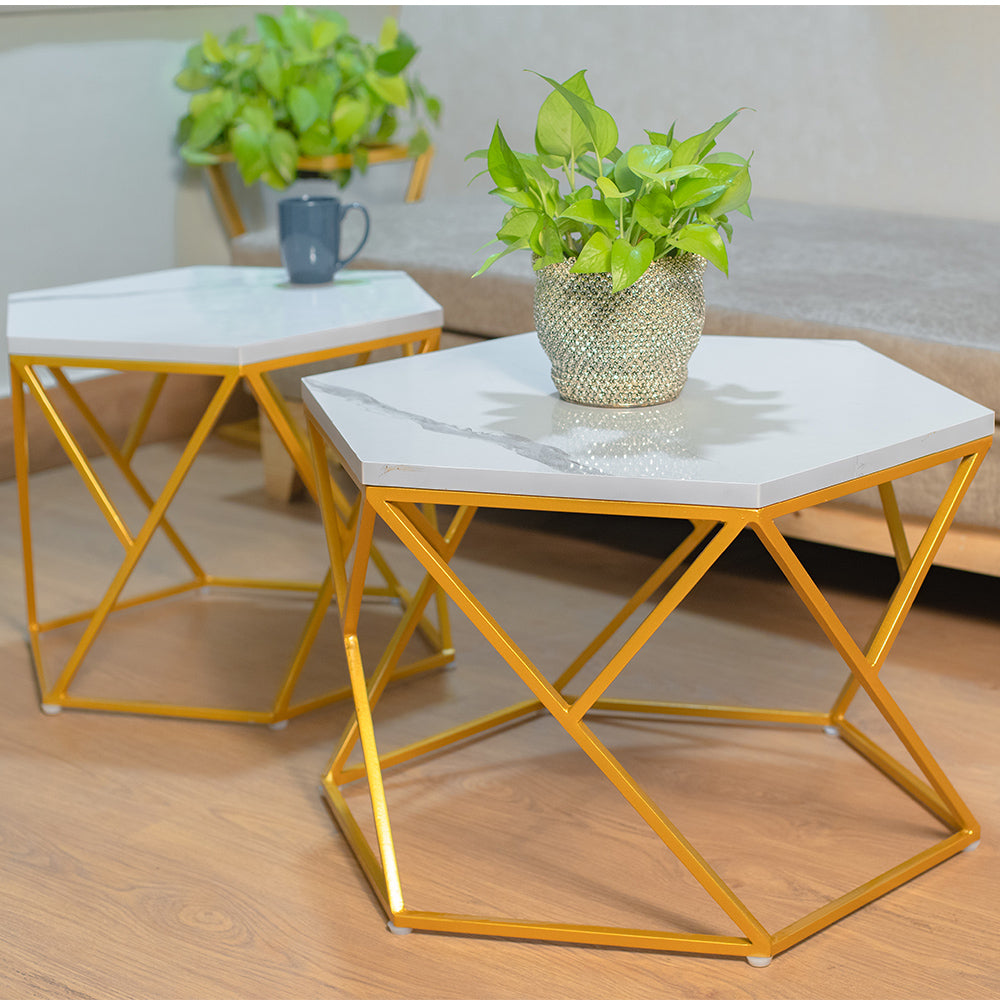Marble Dining Table Set with Plant Jar